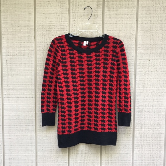 Red houndstooth sweater Clearance